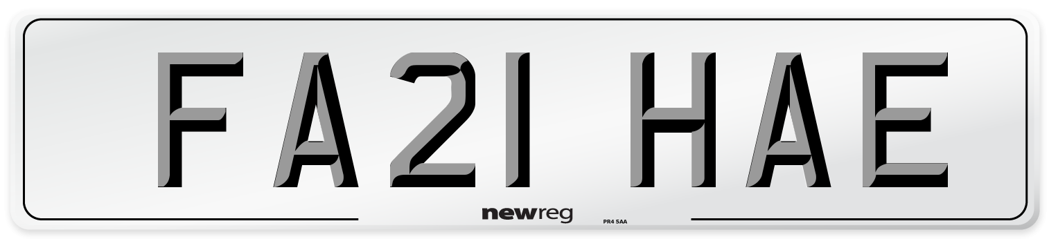 FA21 HAE Number Plate from New Reg
